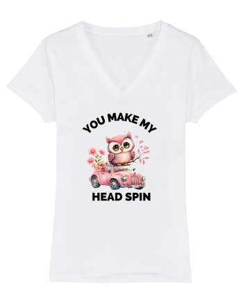 You make my head spin, Bufnita iubitoare roz masina flori White