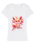 pentru îndrăgostiți - Be mine - Vulpiță Tricou mânecă scurtă guler V Damă Evoker