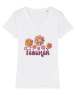 Retro Teacher Tricou mânecă scurtă guler V Damă Evoker
