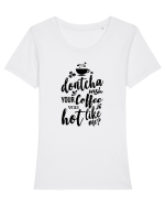 Hot Coffee Tricou mânecă scurtă guler larg fitted Damă Expresser