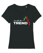 Go with the trend - dark bg Tricou mânecă scurtă guler larg fitted Damă Expresser