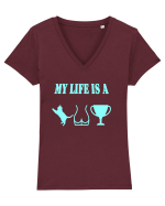 My life is a cat-ass-trophy v3 Tricou mânecă scurtă guler V Damă Evoker