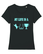 My life is a cat-ass-trophy v3 Tricou mânecă scurtă guler larg fitted Damă Expresser