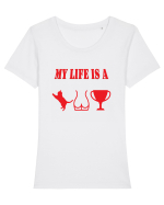 My life is a cat-ass-trophy v4 Tricou mânecă scurtă guler larg fitted Damă Expresser