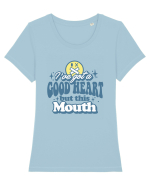 I've got a good heart but this mouth Tricou mânecă scurtă guler larg fitted Damă Expresser