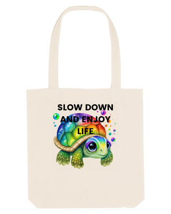 Broasca testoasa pictata in acuarela cu mesajul  Slow Down and Enjoy Life Natural