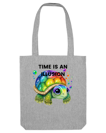 Broasca testoasa pictata in acuarela cu mesajul  Time is an Illusion Heather Grey