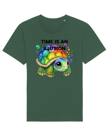 Broasca testoasa pictata in acuarela cu mesajul  Time is an Illusion Bottle Green