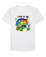 Broasca testoasa pictata in acuarela cu mesajul  Time is an Illusion Tricou mânecă scurtă guler larg Bărbat Skater