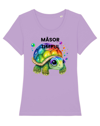 Broasca testoasa pictata in acuarela cu mesajul  Masor Timpul Lavender Dawn