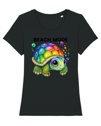 Broasca testoasa pictata in acuarela cu mesajul  Beach Mode Black
