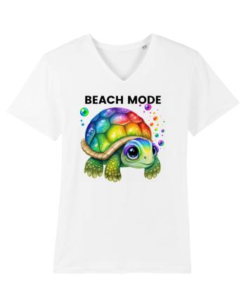 Broasca testoasa pictata in acuarela cu mesajul  Beach Mode White