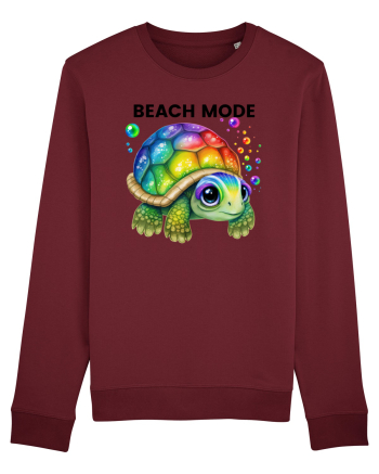 Broasca testoasa pictata in acuarela cu mesajul  Beach Mode Burgundy