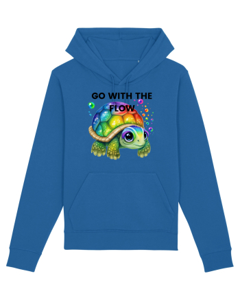 Broasca testoasa pictata in acuarela cu mesajul  Go with the Flow Royal Blue