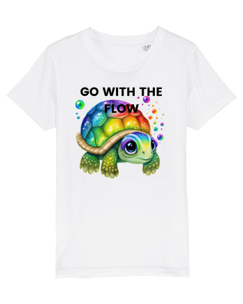 Broasca testoasa pictata in acuarela cu mesajul  Go with the Flow White