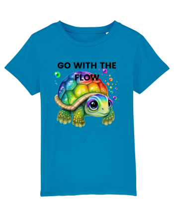 Broasca testoasa pictata in acuarela cu mesajul  Go with the Flow Azur