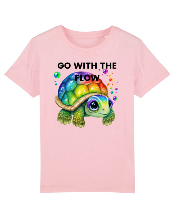 Broasca testoasa pictata in acuarela cu mesajul  Go with the Flow Cotton Pink