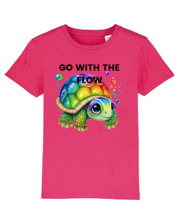 Broasca testoasa pictata in acuarela cu mesajul  Go with the Flow Raspberry