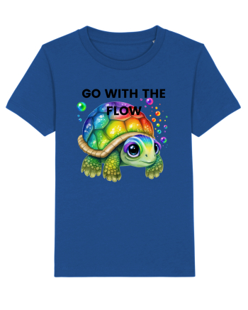 Broasca testoasa pictata in acuarela cu mesajul  Go with the Flow Majorelle Blue