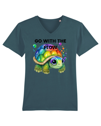Broasca testoasa pictata in acuarela cu mesajul  Go with the Flow Stargazer
