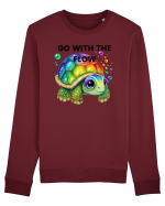 Broasca testoasa pictata in acuarela cu mesajul  Go with the Flow Bluză mânecă lungă Unisex Rise