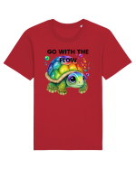 Broasca testoasa pictata in acuarela cu mesajul  Go with the Flow Tricou mânecă scurtă Unisex Rocker