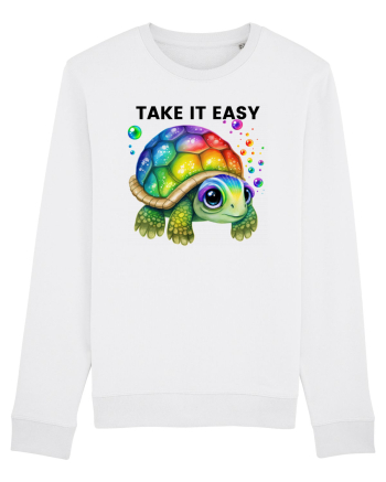 Broasca testoasa pictata in acuarela cu mesajul  Take it Easy White