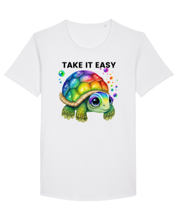 Broasca testoasa pictata in acuarela cu mesajul  Take it Easy White
