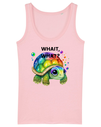 Broasca testoasa pictata in acuarela cu mesajul Wait, What? Cotton Pink