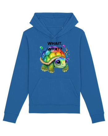 Broasca testoasa pictata in acuarela cu mesajul Wait, What? Royal Blue