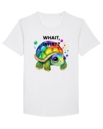 Broasca testoasa pictata in acuarela cu mesajul Wait, What? Tricou mânecă scurtă guler larg Bărbat Skater