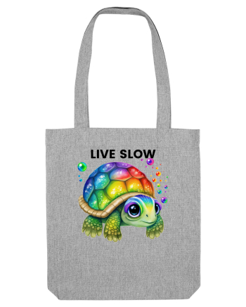 Broasca testoasa pictata in acuarela cu mesajul Live Slow Heather Grey