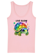 Broasca testoasa pictata in acuarela cu mesajul Live Slow Maiou Damă Dreamer