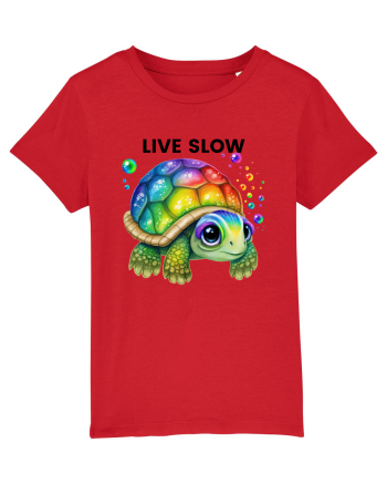 Broasca testoasa pictata in acuarela cu mesajul Live Slow Red