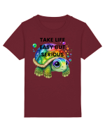 Broasca testoasa pictata in acuarela cu mesajul Take Life Easy but Serious Tricou mânecă scurtă  Copii Mini Creator