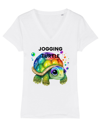Broasca testoasa pictata in acuarela cu mesajul Jogging Turtle White