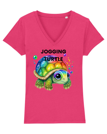 Broasca testoasa pictata in acuarela cu mesajul Jogging Turtle Raspberry