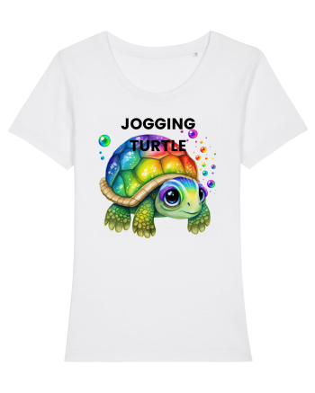 Broasca testoasa pictata in acuarela cu mesajul Jogging Turtle White