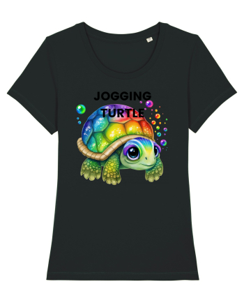 Broasca testoasa pictata in acuarela cu mesajul Jogging Turtle Black