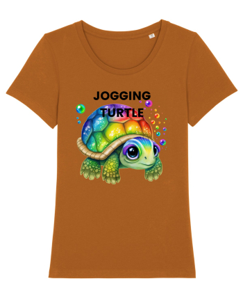 Broasca testoasa pictata in acuarela cu mesajul Jogging Turtle Roasted Orange