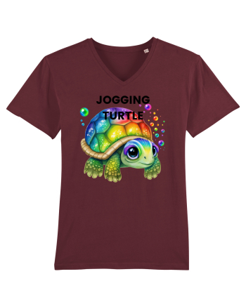 Broasca testoasa pictata in acuarela cu mesajul Jogging Turtle Burgundy