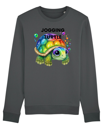 Broasca testoasa pictata in acuarela cu mesajul Jogging Turtle Anthracite