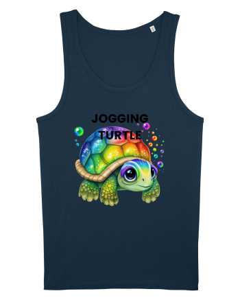 Broasca testoasa pictata in acuarela cu mesajul Jogging Turtle Navy