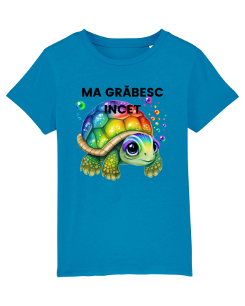 Broasca testoasa pictata in acuarela cu mesajul Ma grabesc Incet Azur