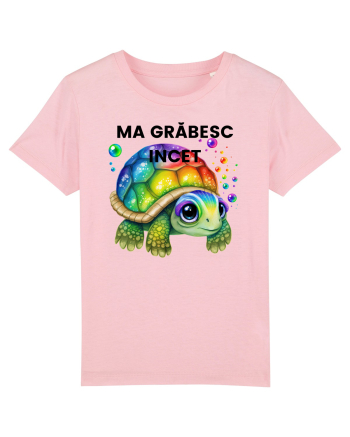 Broasca testoasa pictata in acuarela cu mesajul Ma grabesc Incet Cotton Pink