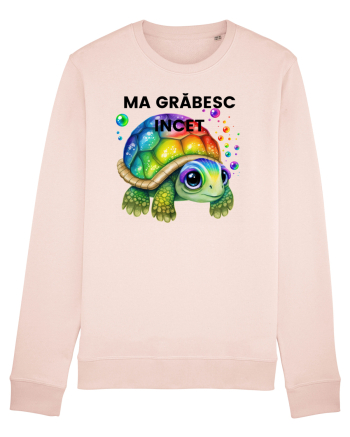 Broasca testoasa pictata in acuarela cu mesajul Ma grabesc Incet Candy Pink