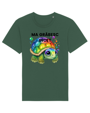 Broasca testoasa pictata in acuarela cu mesajul Ma grabesc Incet Bottle Green