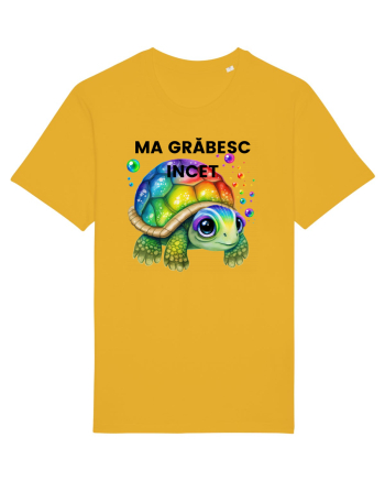 Broasca testoasa pictata in acuarela cu mesajul Ma grabesc Incet Spectra Yellow