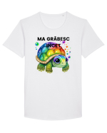 Broasca testoasa pictata in acuarela cu mesajul Ma grabesc Incet Tricou mânecă scurtă guler larg Bărbat Skater
