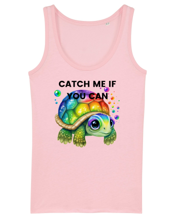 Broasca testoasa pictata in acuarela cu mesajul Catch Me If You Can Cotton Pink